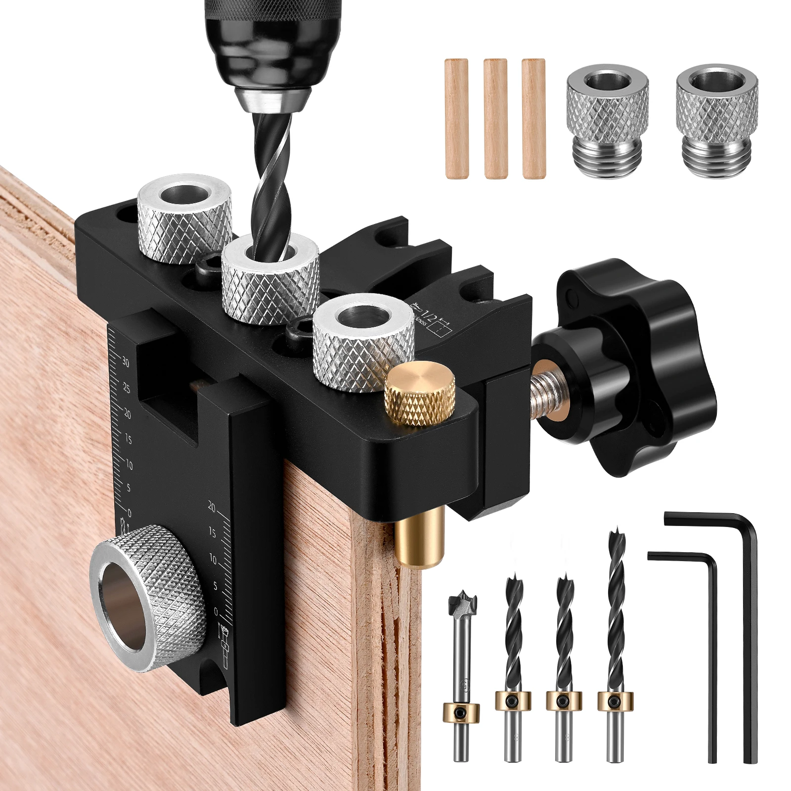 

Precision Jig Dowel Cam Jig 3 In 1 Dowelling Jig Master Kit Wood Hole Drilling Guide Woodworking Position for DIY Wood Working