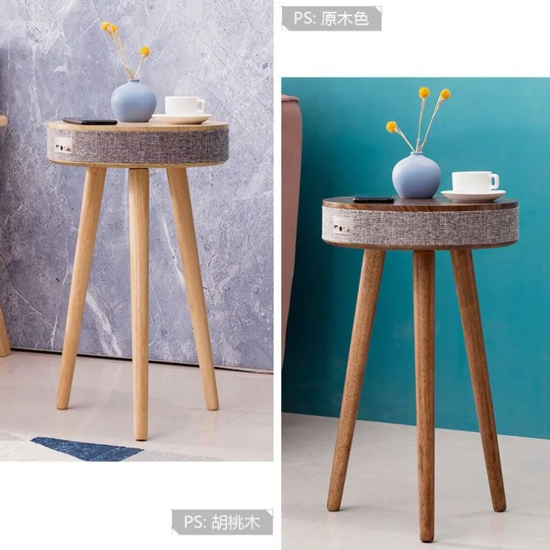 Solid wood smart coffee table, wireless charging Bluetooth speaker, household mobile sofa side table