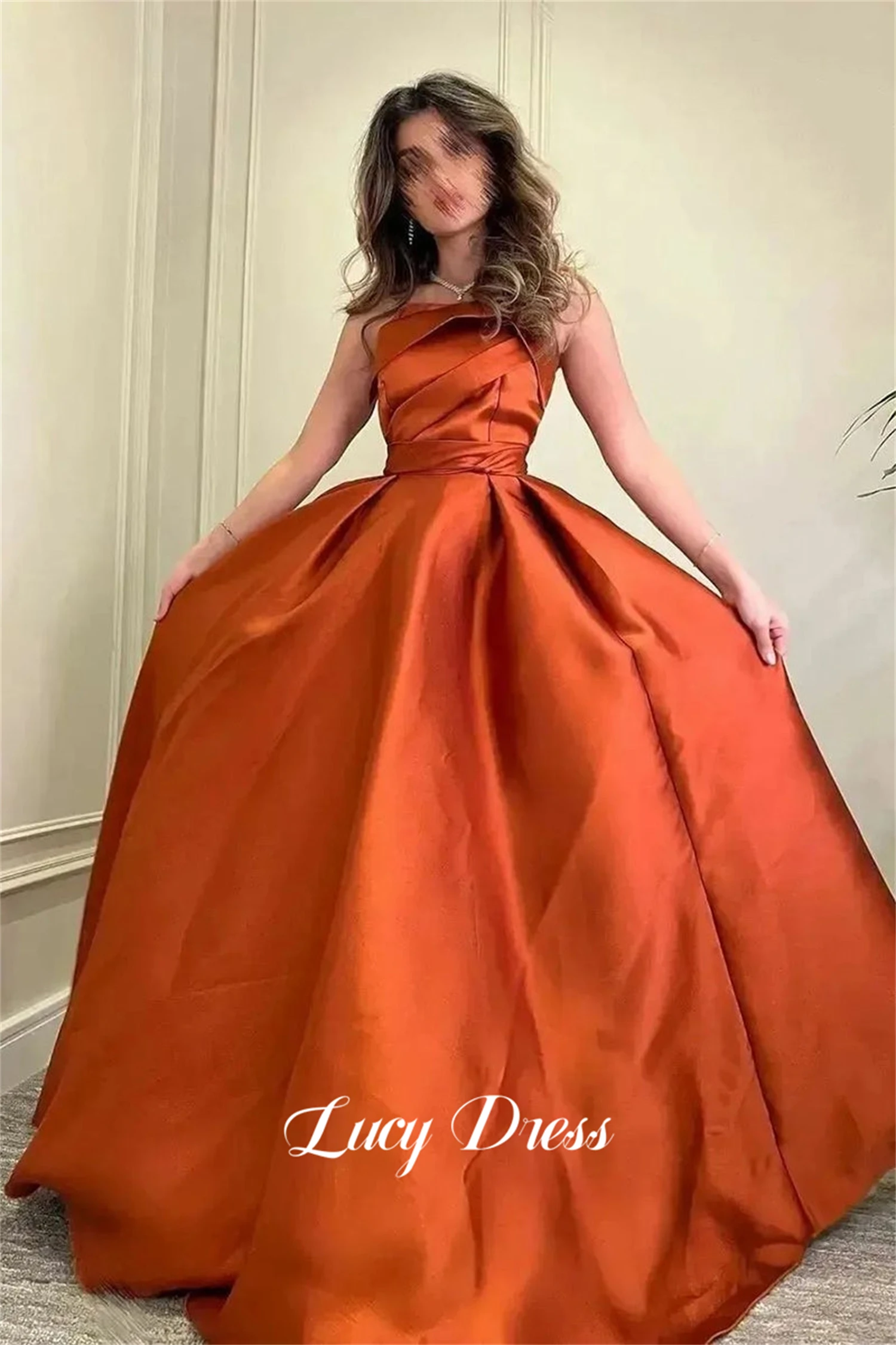 

Lucy Bridesmaid Dress Orange Color Evening Line A Eid Satin Gala Dresses Woman 2024 for Party Ball Gowns Sharon Said Prom