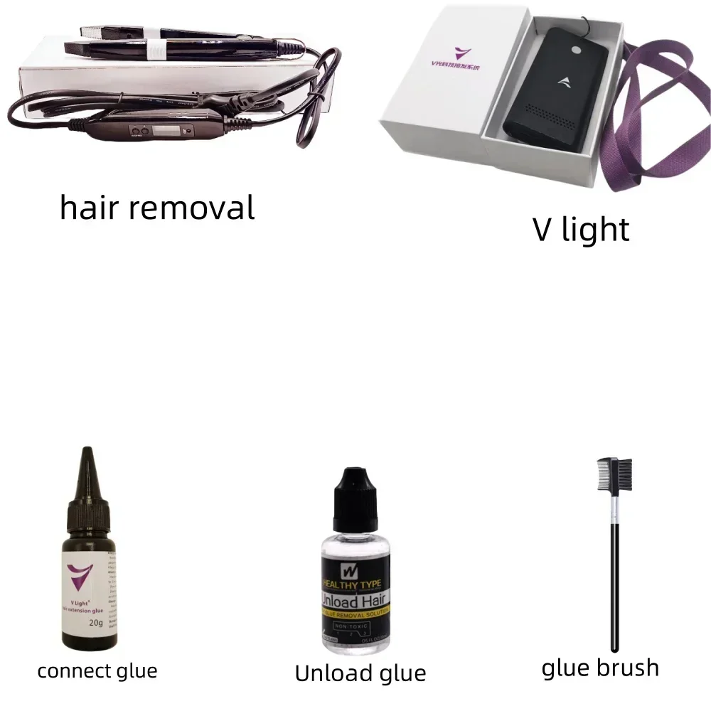 

New Hair Extension Tools V-Light Technology Hairs Extension Set Wig Piece Real Hairs Fast Grafting Tool Firm and Traceless