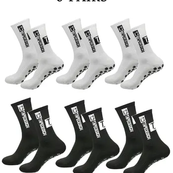 6 pairs of football socks, men's and women's mid length anti slip training socks, thickened professional sports socks