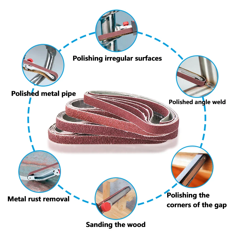 Conjunto de correias de lixa para lixar, 5 peças, bandas abrasivas, lixa, grão 40-120, 457x13mm, ferramentas abrasivas