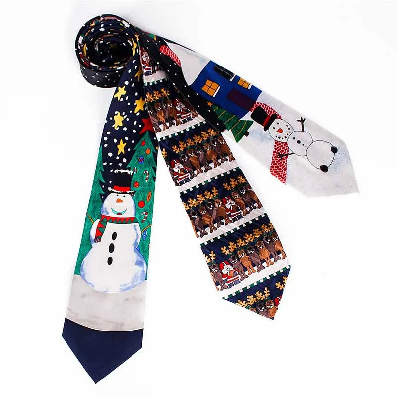 

Ties for Man Christmas Pattern Type 100% Polyester Cartoon Printing Necktie Christmas Gifts for Men