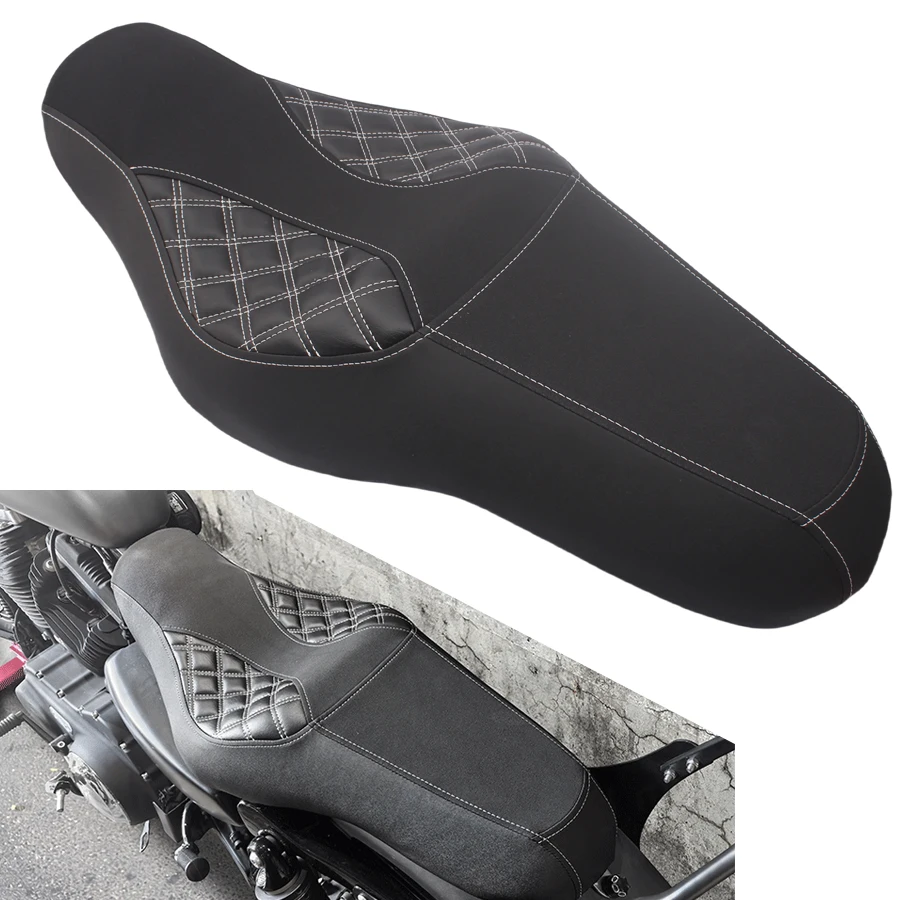 

Motorcycle Rider Passenger Two-Up Seat Cushion PU For Harley Sportster 883 Iron XL1200 X48 2004-2015