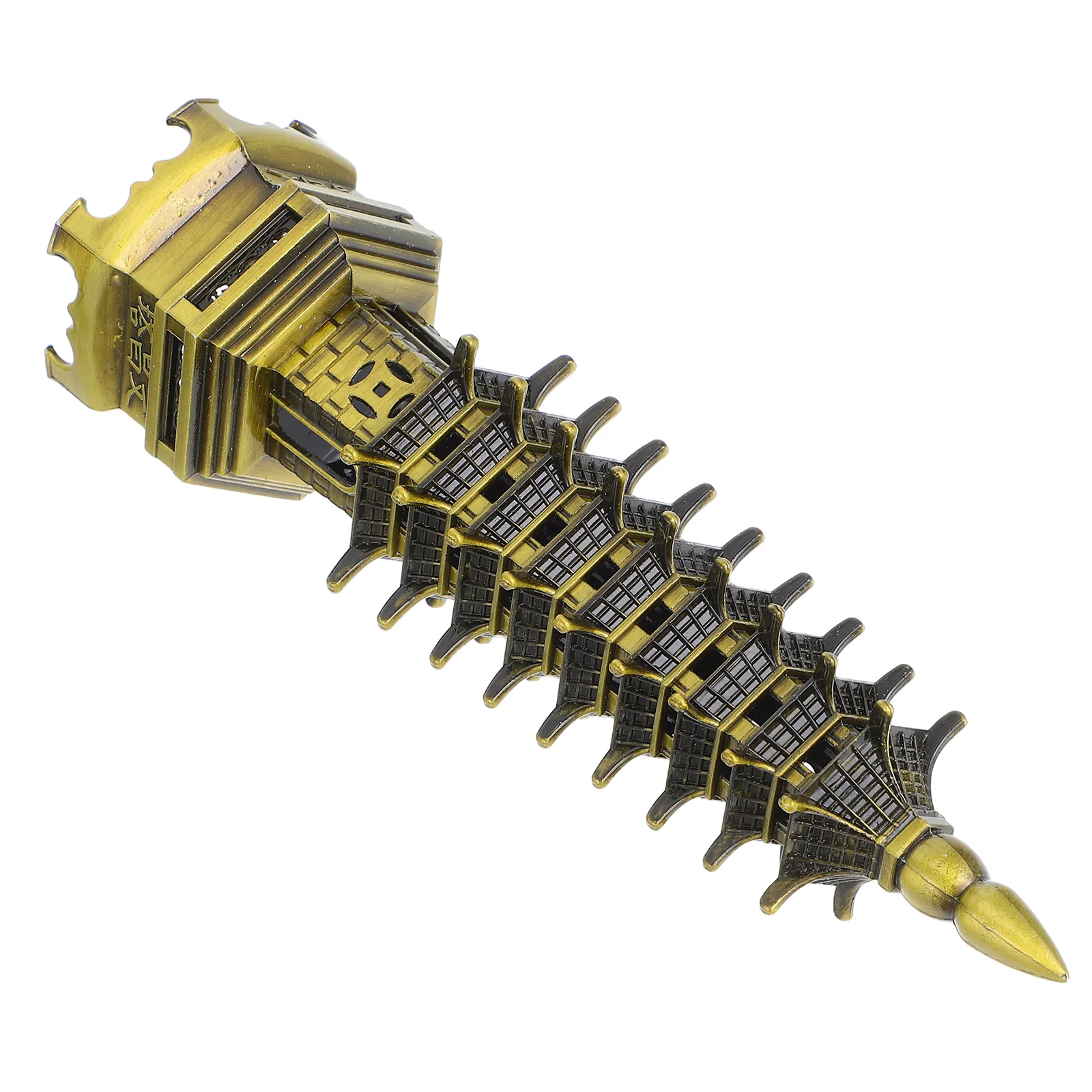 

WenChang Tower Figurine Desktop Ornaments Alloy Prosperity Symbol Office Decor Travel Souvenir FengShui Statue