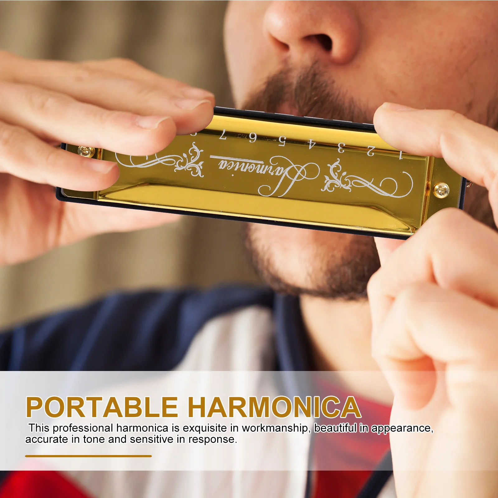 

Ten Holes Harmonica in C Key Professional Tuning Accurate Response Smooth Play Ideal Gift for Children Music Learning Stage