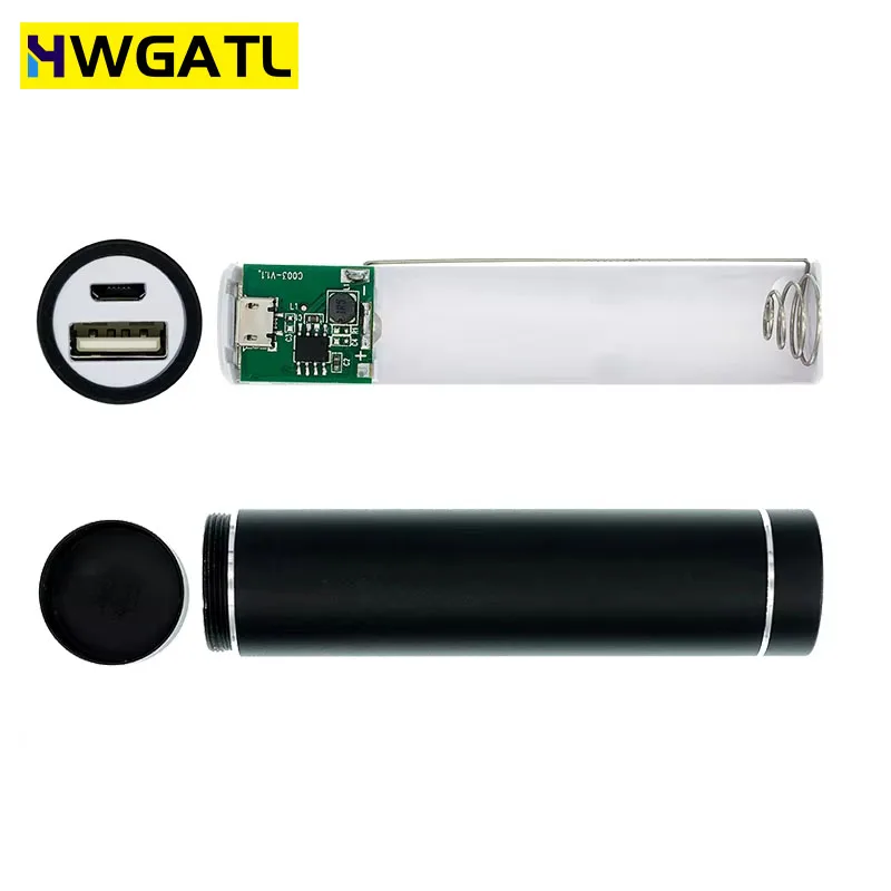 HWGATL  Metal Power Bank DIY Kit Storage Case Box Free welding Suit 1X 18650 Battery 5V 1A USB External Charger smart phone