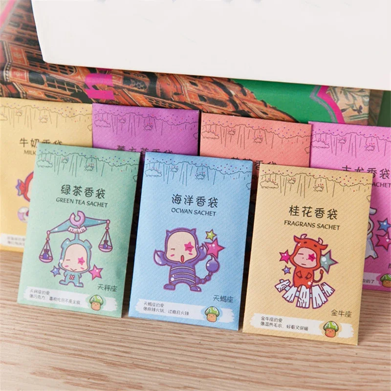 12 Pcs Fragrance Sachets Freshener Bag/Natural Aromatherapy Random Taste Incense Wardrobe Cupboard Air Flavor Scent Lemon Rose