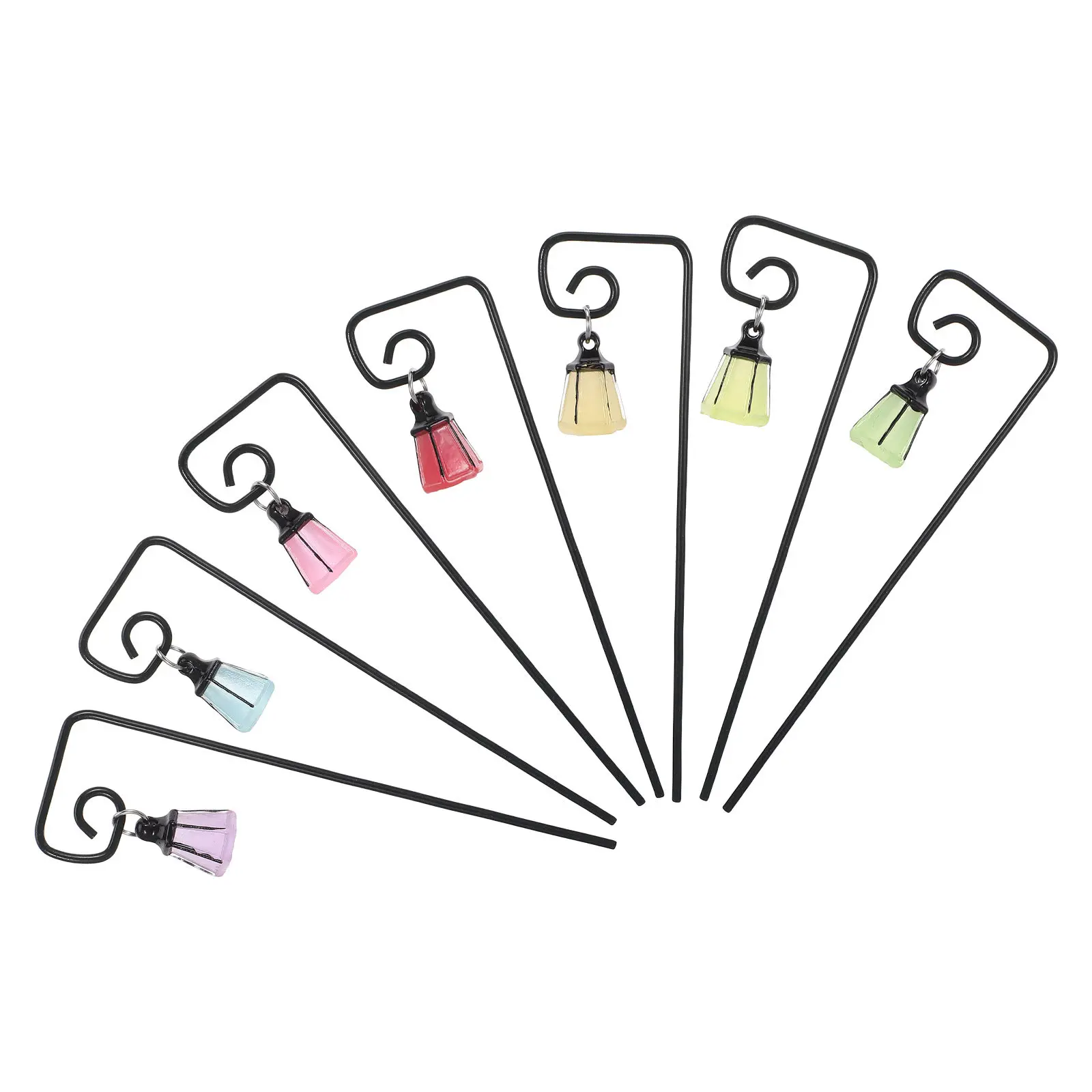 7Pcs Glow in The Dark Miniature Lantern Stakes Fairy Garden Accessories Succulent Pot Lantern Terrarium Fairy Lights