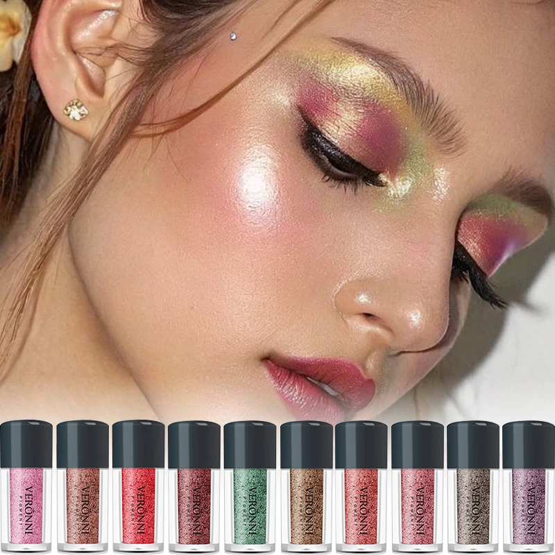 Poudre d'ombre à paupières scintillante sirène VERONNI, ombre à paupières hautement pigmentée, longue durée, imperméable, maquillage des yeux multifonctionnel DIY