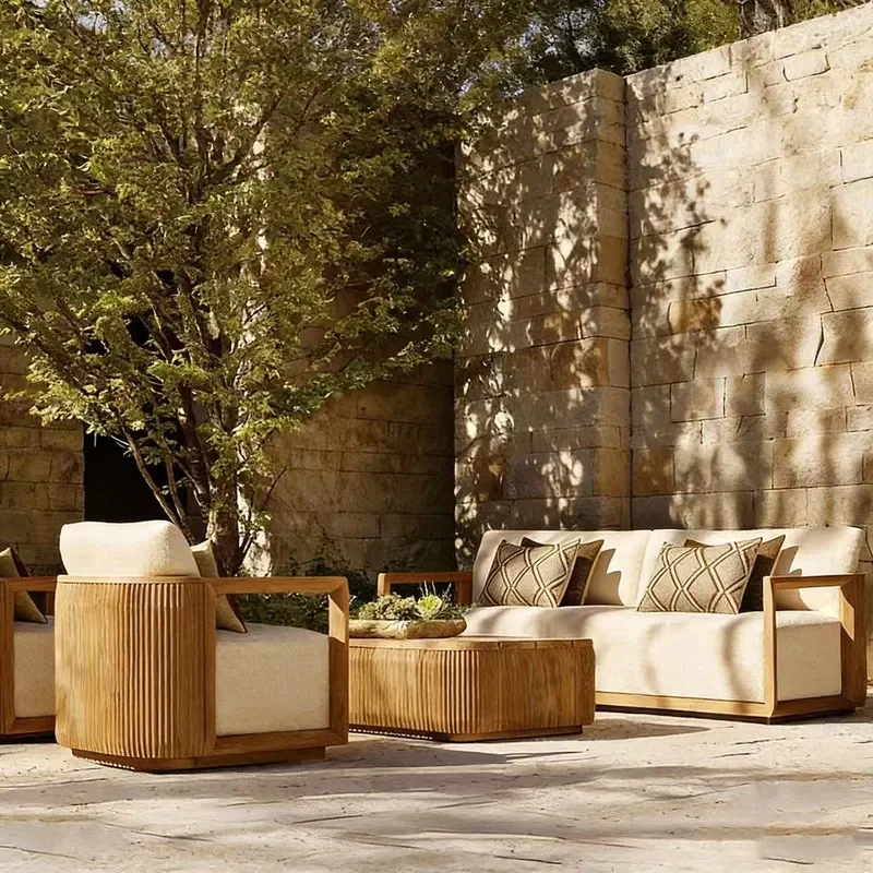 for Teak Model Outdoor Sofa Solid Wood Leisure Courtyard Swimming Pool Bed Villa Garden Terrace Furniture