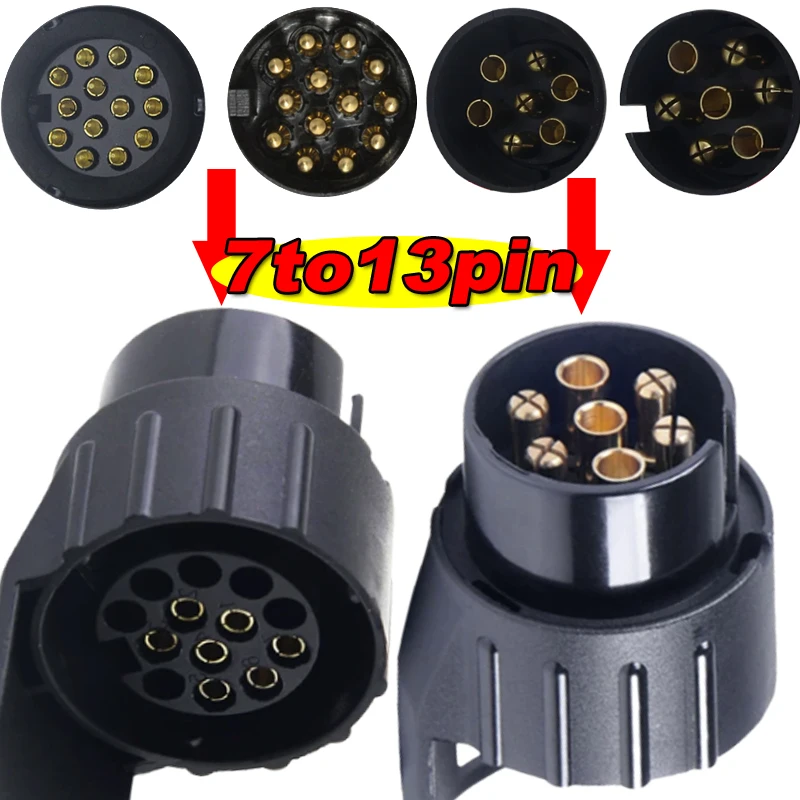 

For Car Truck 7 Pin To 13 Pin Plug Adapter Waterproof Trailer Connector 12V Towbar Towing Plugs Socket Adapter Accessories