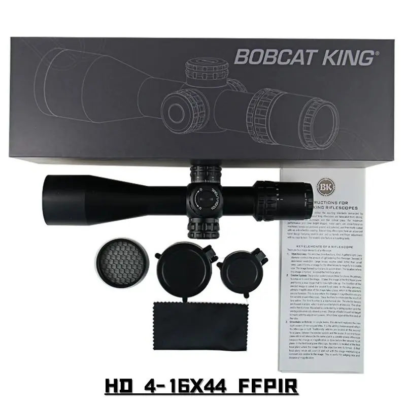 Bobcat King HD 4-16X44 FFPIR First Focal Plane Side Parallax Riflescope Hunting Tactical Scope Etched Glass Optical Sniper Sight