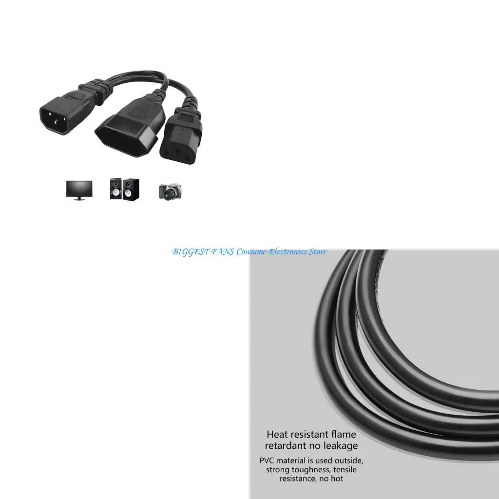 

IEC320C14 Male to EU4.0mm+IEC320 C13 Female Power Adapters Converters Cable Cord