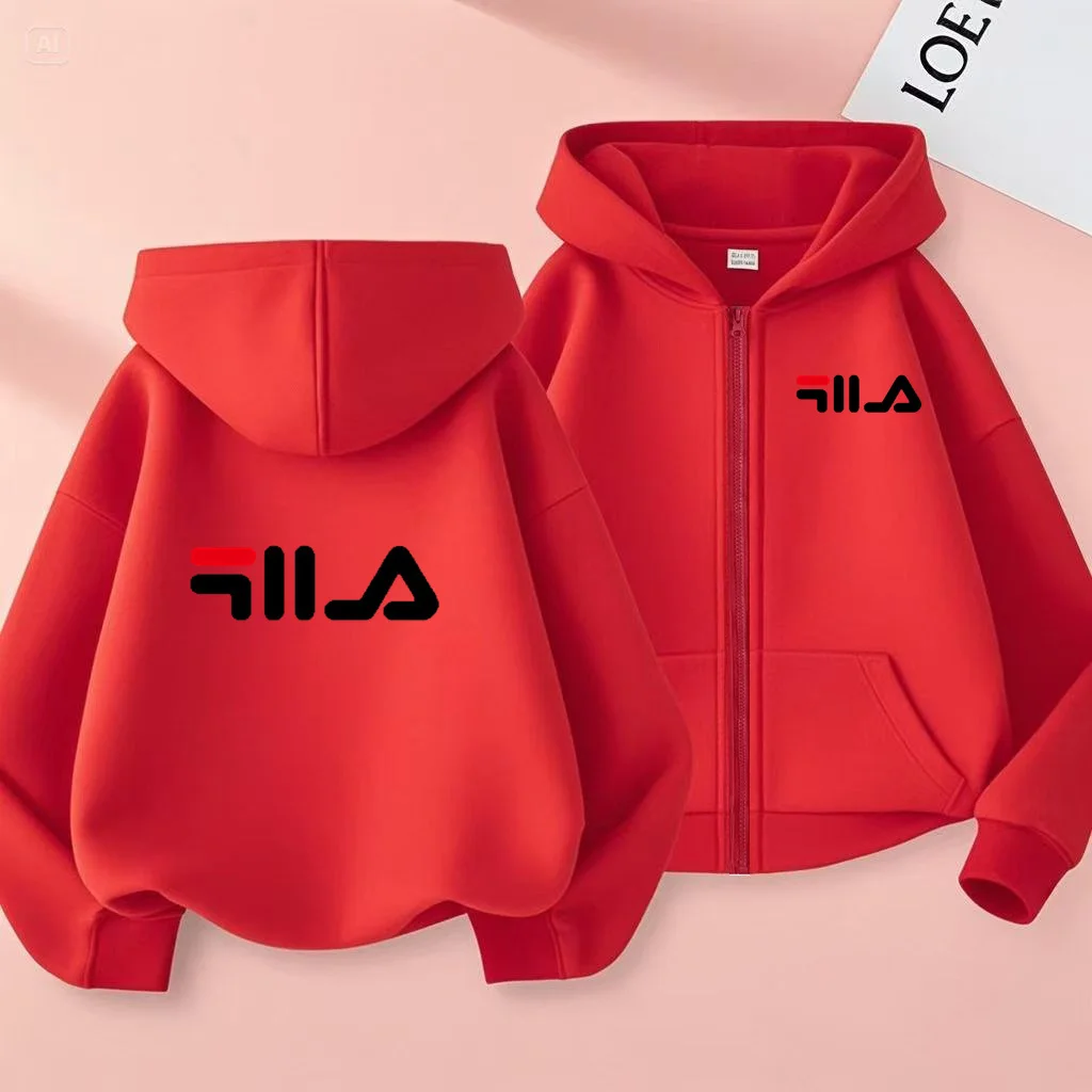 

Children's Sportswear Is Suitable for Children's Jackets with Zippers and Hooded Jackets, as Well as Loose Red Children's Tops