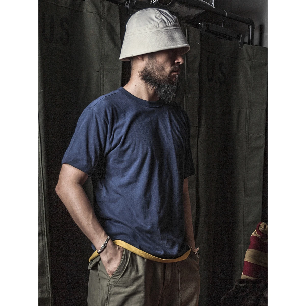 

New Pot Hat NAVY Navy Sailor White Stiff Pure Cotton Fisherman Hat for Men and Women