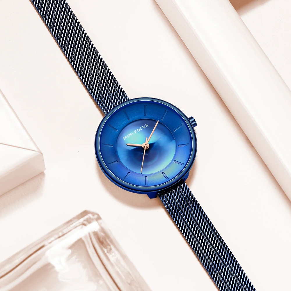 MINI FOCUS 0331 Jam Tangan Wanita Fashion Quartz Tahan Air Desain Minimalis Tali Baja Jam Tangan Elegan untuk Wanita relojes de mujer
