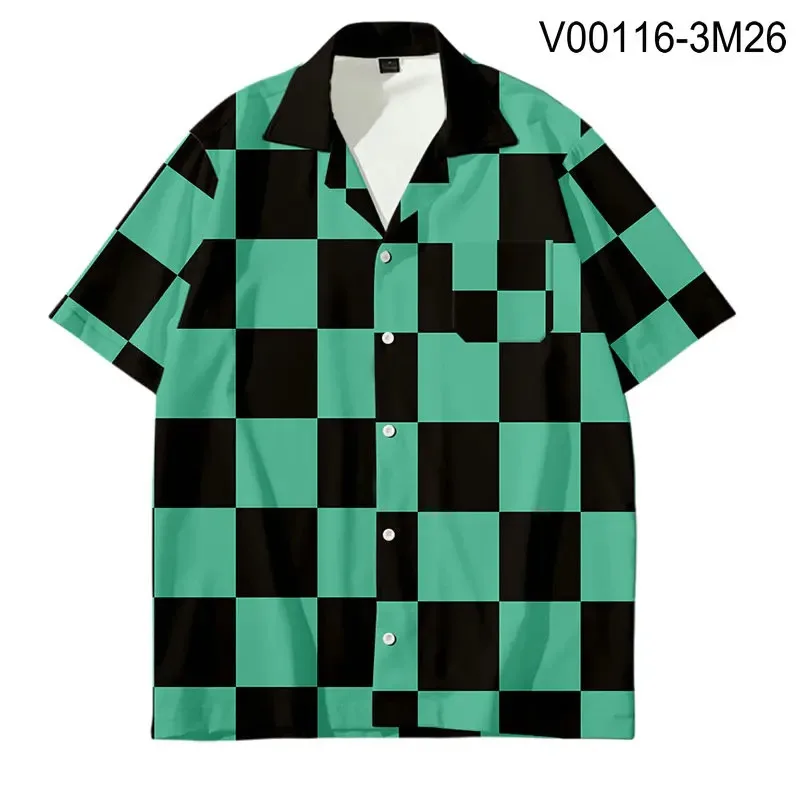 2022 Anime Demon 3D Printing Unisex Shirt Women/Men Casual Summer Short Sleeve Loose Button Streetwear Anime Overclothes