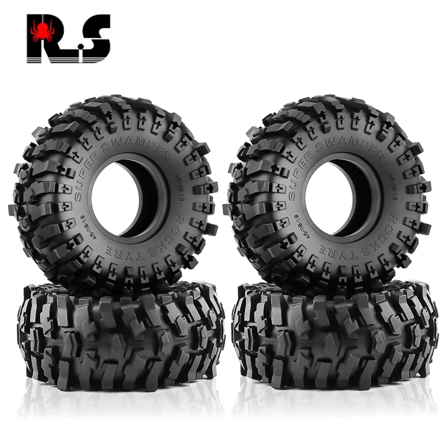4PCS 1.9" Rubber Voodoo KLR Wheel Tires 118*45mm for 1:10 RC Crawler Axial SCX10 D90 TF2 MST Tamiya