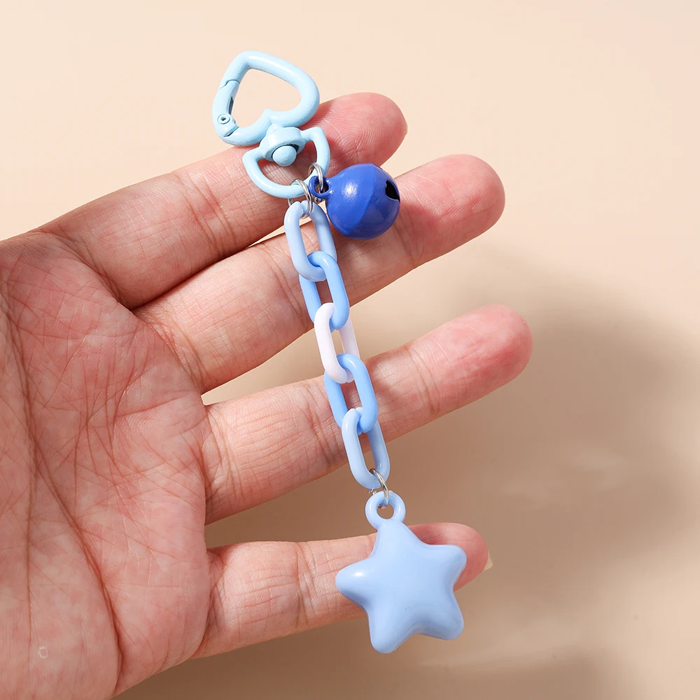لطيف ستار المفاتيح النساء الفتيات جرس حلقة رئيسية المعلقات لحقيبة اليد ديكور DIY مفتاح سلسلة هدايا مجوهرات للأطفال