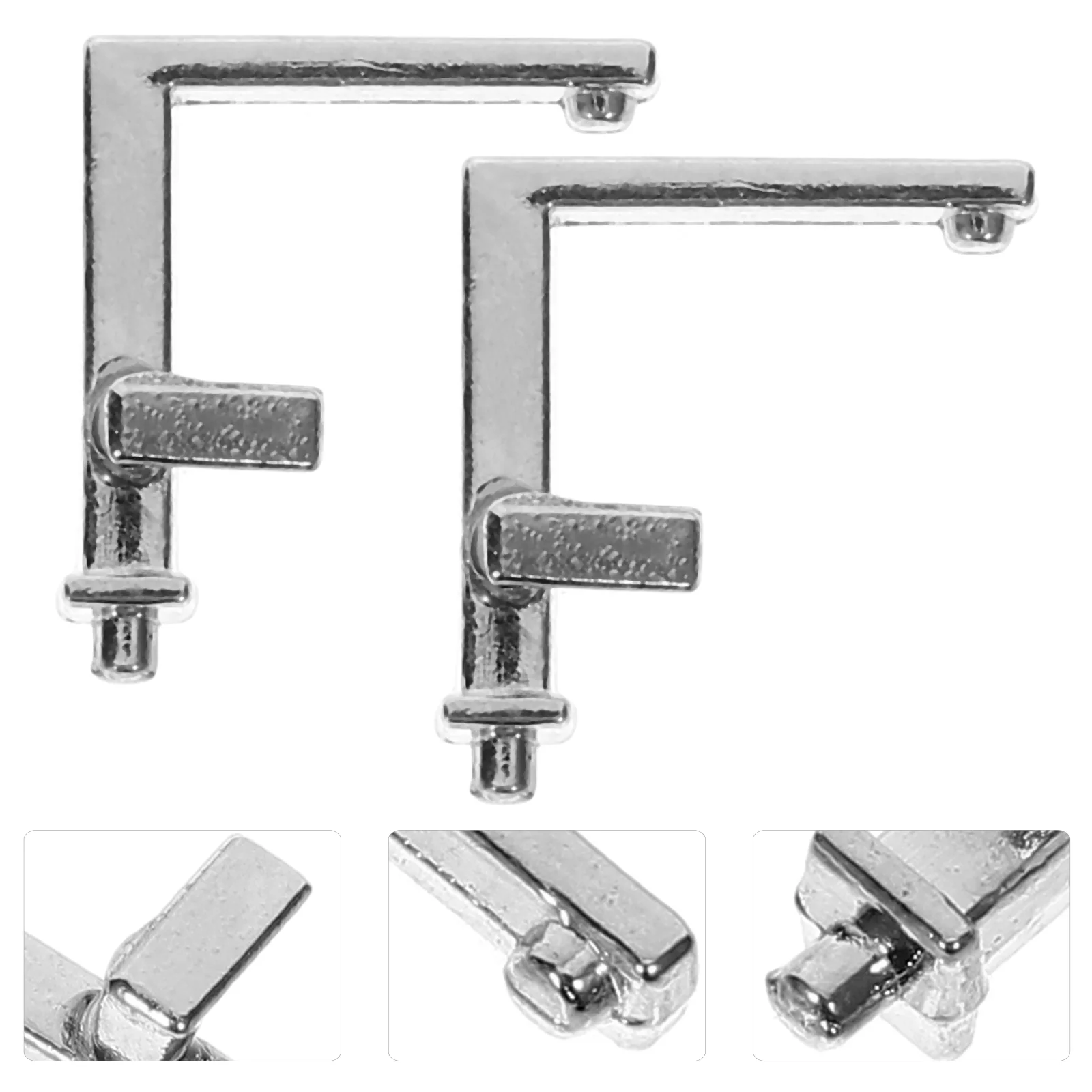 2 Pcs Mini Faucet Fake Toy Miniature Sink Artificial Silver Ornament House Decor