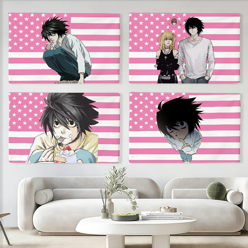 Anime D-Death N-Note Flagge, geeignet für Party, Club, Outdoor, Innenbereich, Wandkunst, Dekoration, Banner, Geschenk