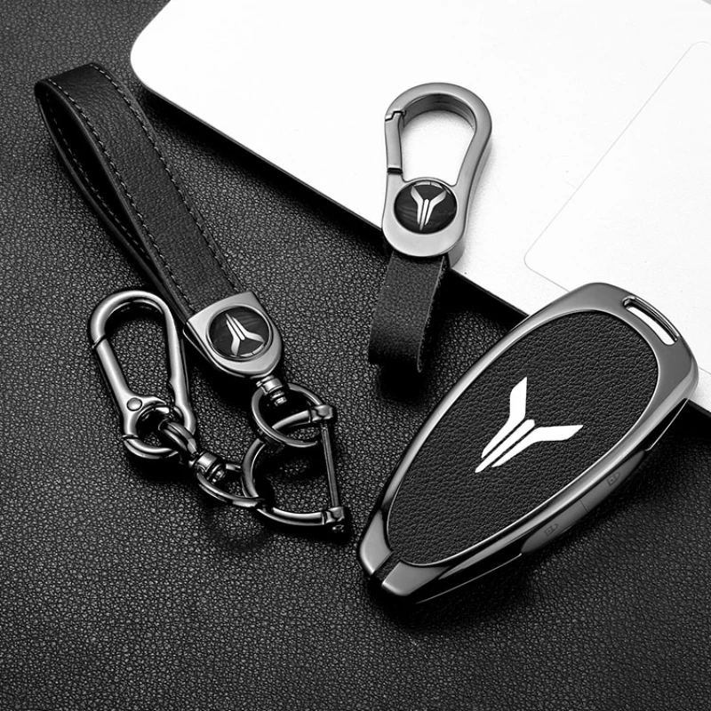 

For VOYAH Free Metal leather special key case car key chain