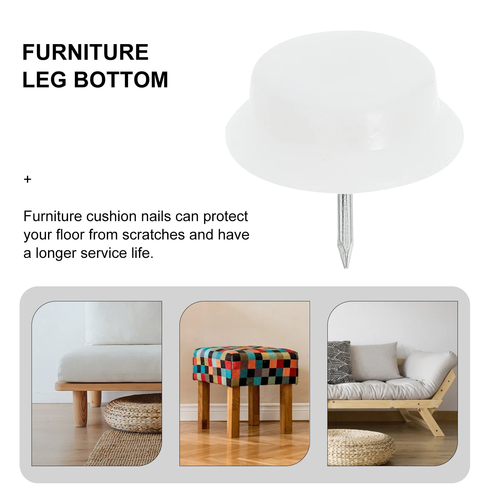 

50Pcs Furniture Leg Nail Pads Premium Nylon Floor Protectors Anti Scratch Glide for Table Chair Drawer Base Cushion