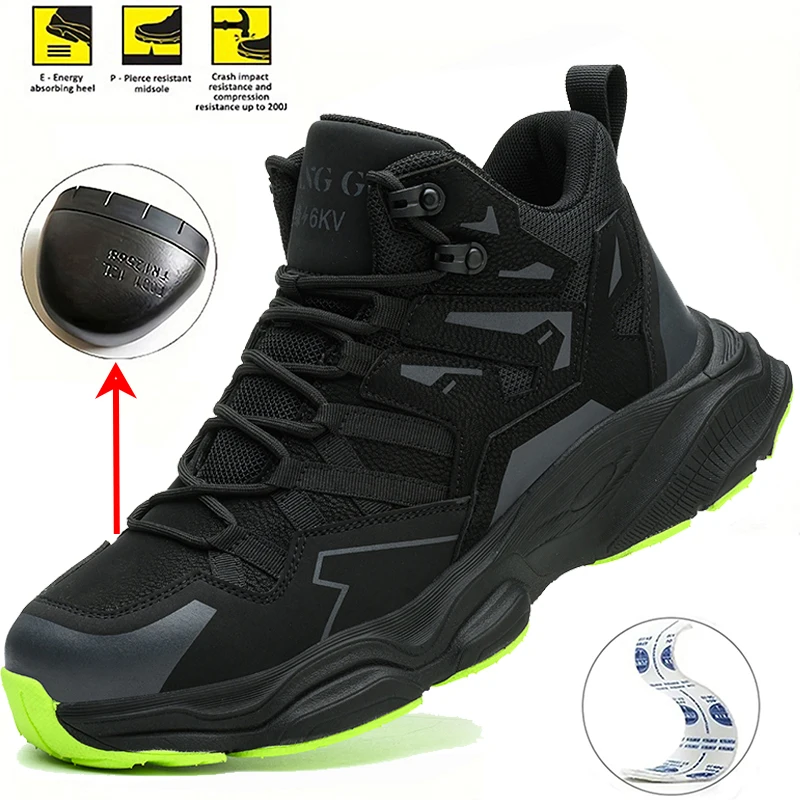 

Мужские рабочие ботинки со стальным носком — легкая защитная обувь с защитой от ударов и проколов, нескользящие дышащие защитные походные кроссовки