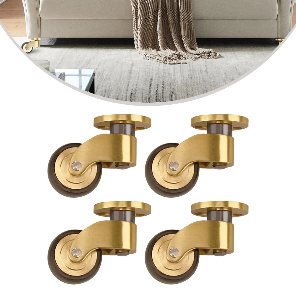 360 Degree Furniture Mobility Casters 360 Degree Rotation 26mm Wheel Diameter Brass Casters Enhanced Mobility Home Organization