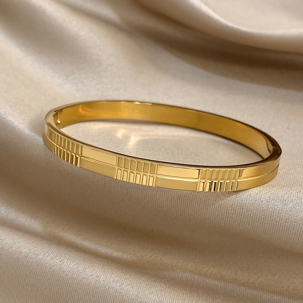 مكتنزة الشرير هندسية شبكة الملمس الفولاذ المقاوم للصدأ سوار للنساء الرجال الكلاسيكية مطلية بالذهب سوار فاخر المعصم مجوهرات هدية #5