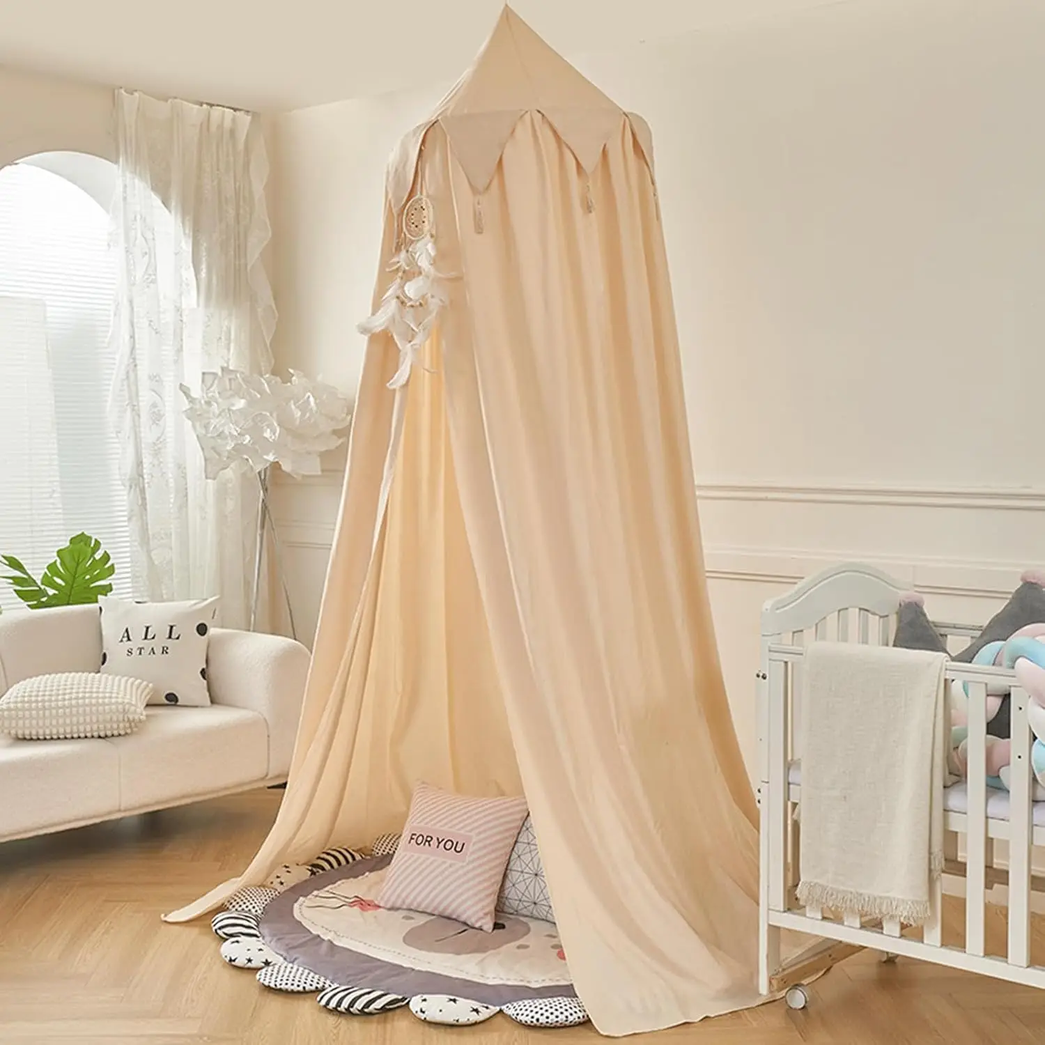 

Dome Mosquito Net Canopy for Kids,Girls Bed Curtain Bed Room Decor Bedding Hanging House Castle Reading Nook Dreamy Canopy