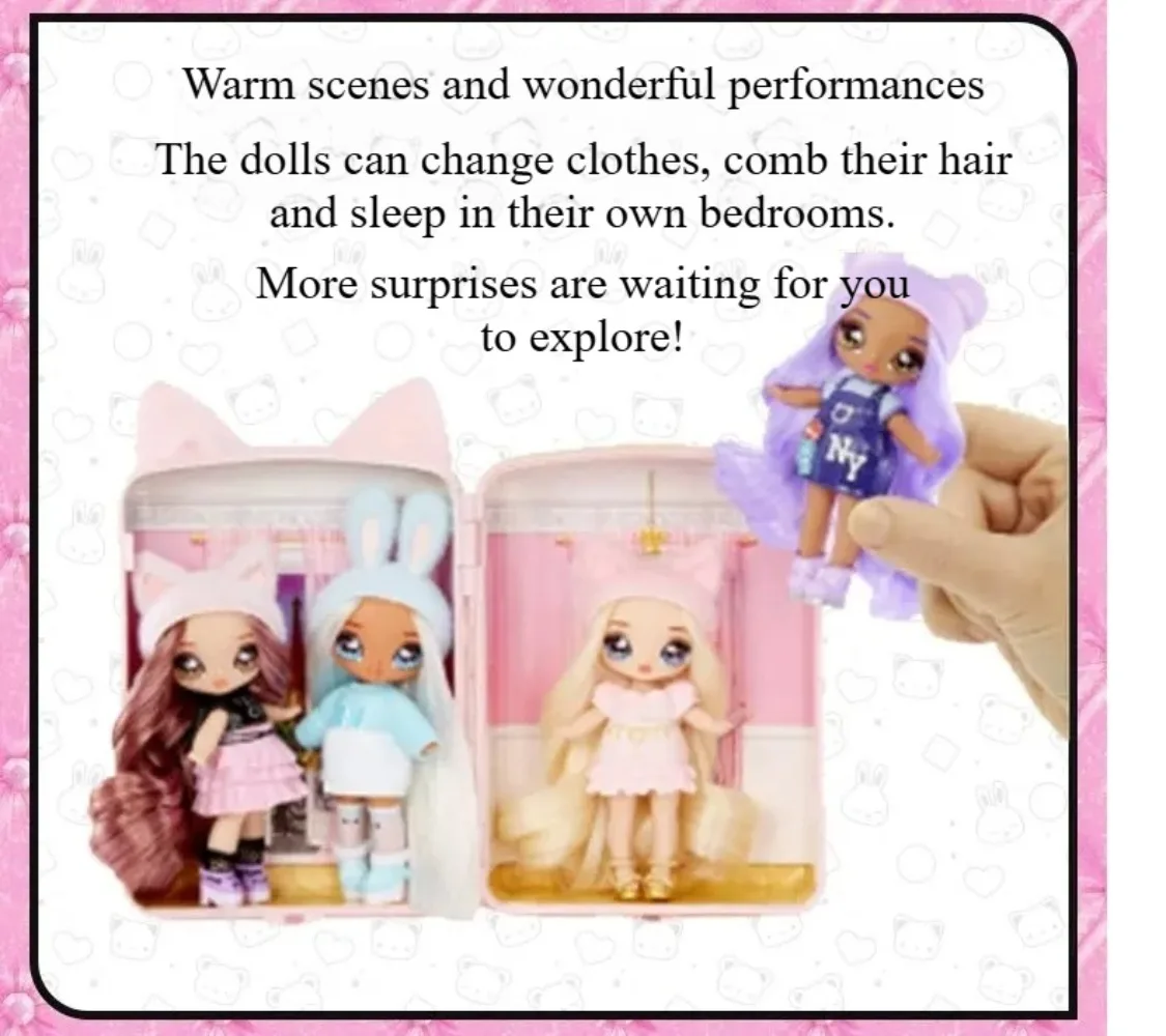 مجموعة حقيبة ظهر صغيرة من Surprise Nanana، دمية قطنية، إكسسوارات دمى تلبيس أنيقة، ألعاب منزلية للفتيات، دمى حقيبة ظهر مفاجئة