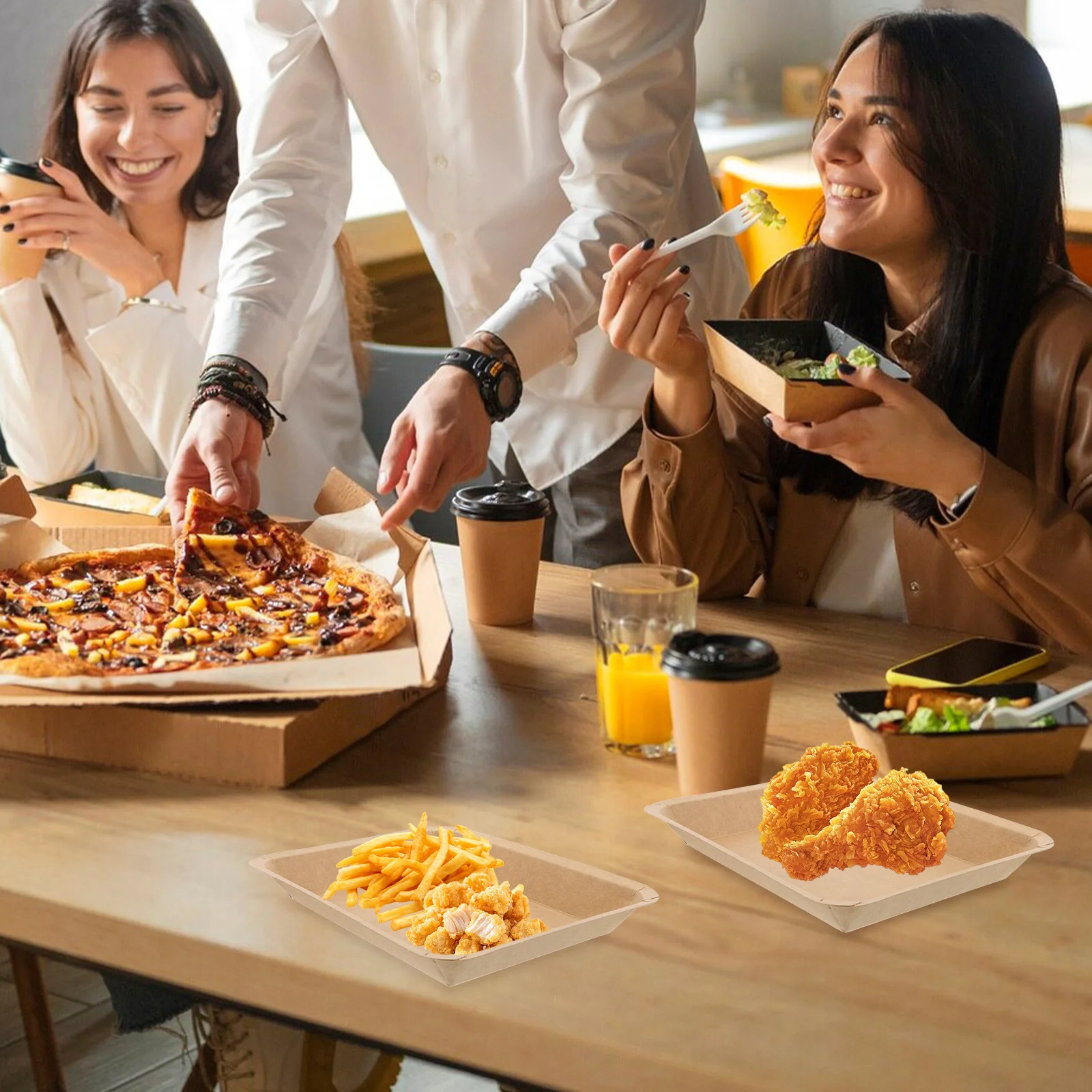 50Pcs Oil Resistant Bbq Snack Trays Paper Hot Dog Boats Burger Serving Plates Disposable Food Trays for Party Fried Chips