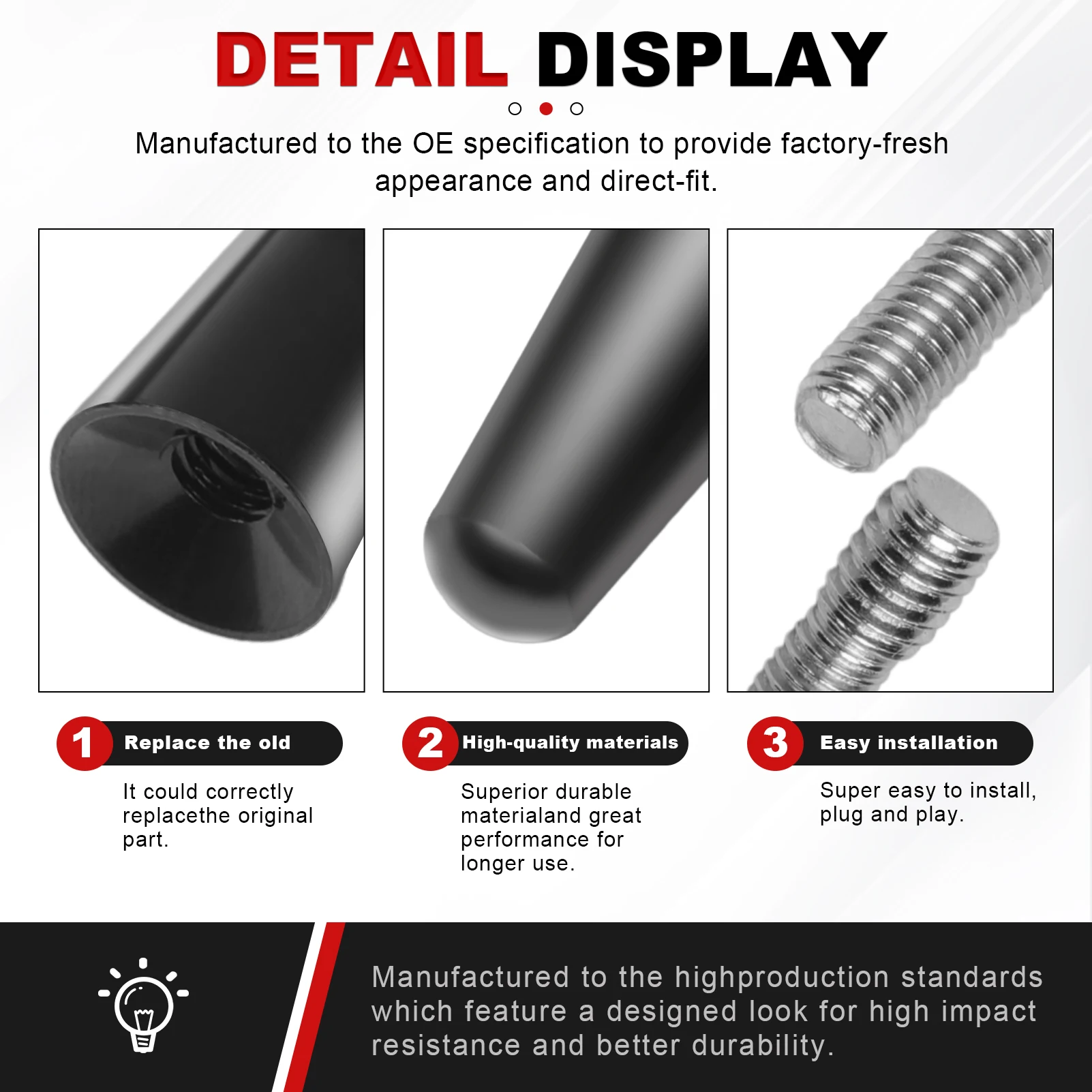 3/5/6,5/9cm Universelle Kurze Dachantenne mit Schrauben für Radio DAB Digital TV Auto-Navigation Starke Radio-Dachhalterung FM AM DAB – Detail 4