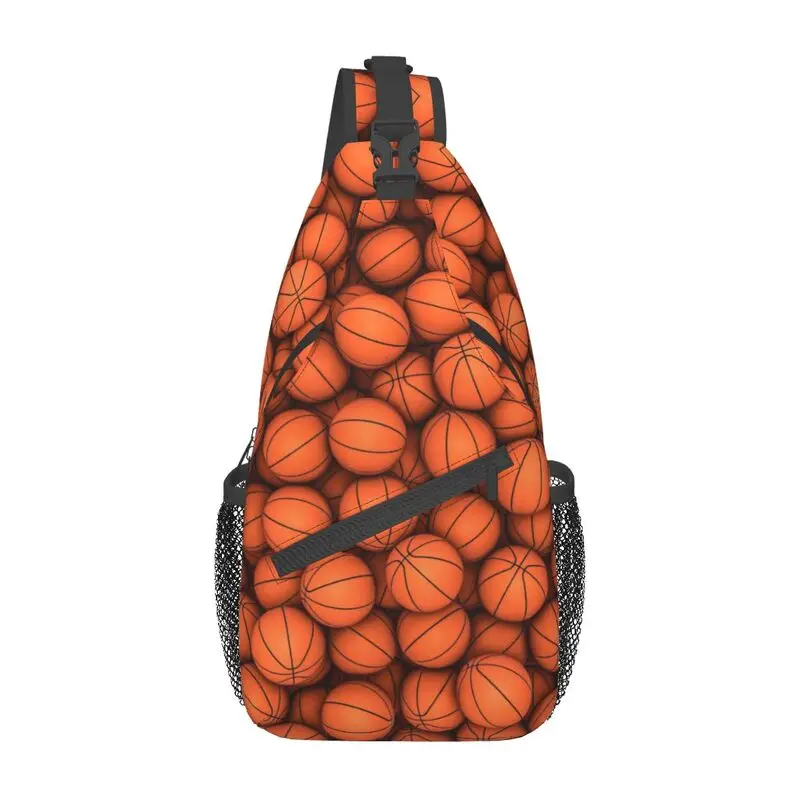 Bolso de pecho cruzado con patrón deportivo de baloncesto para hombres, mochila de hombro de moda para viajar