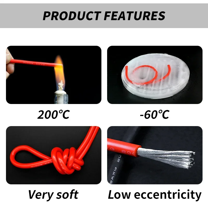 Silicone Cable Ultra Soft Heat-resistant Cable 13 12 11 10 9 8 7 6 5 4 3 2 1 AWG Car Battery Automotive Wiring Electrical Wires