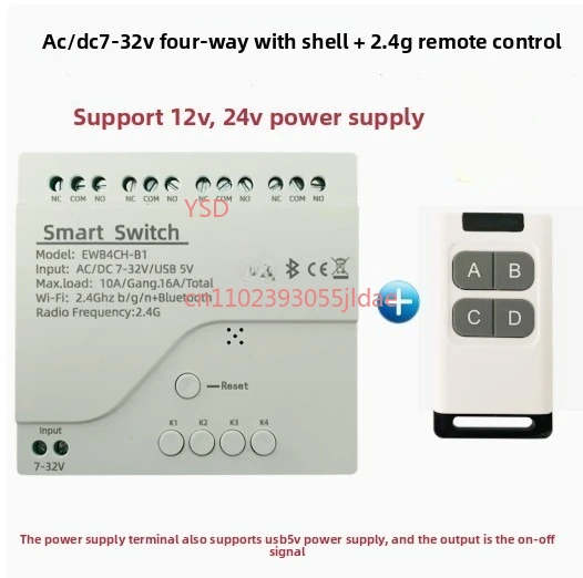 

Smart Remote Control Switch - 4-Channel WiFi/Bluetooth Timer Relay Module