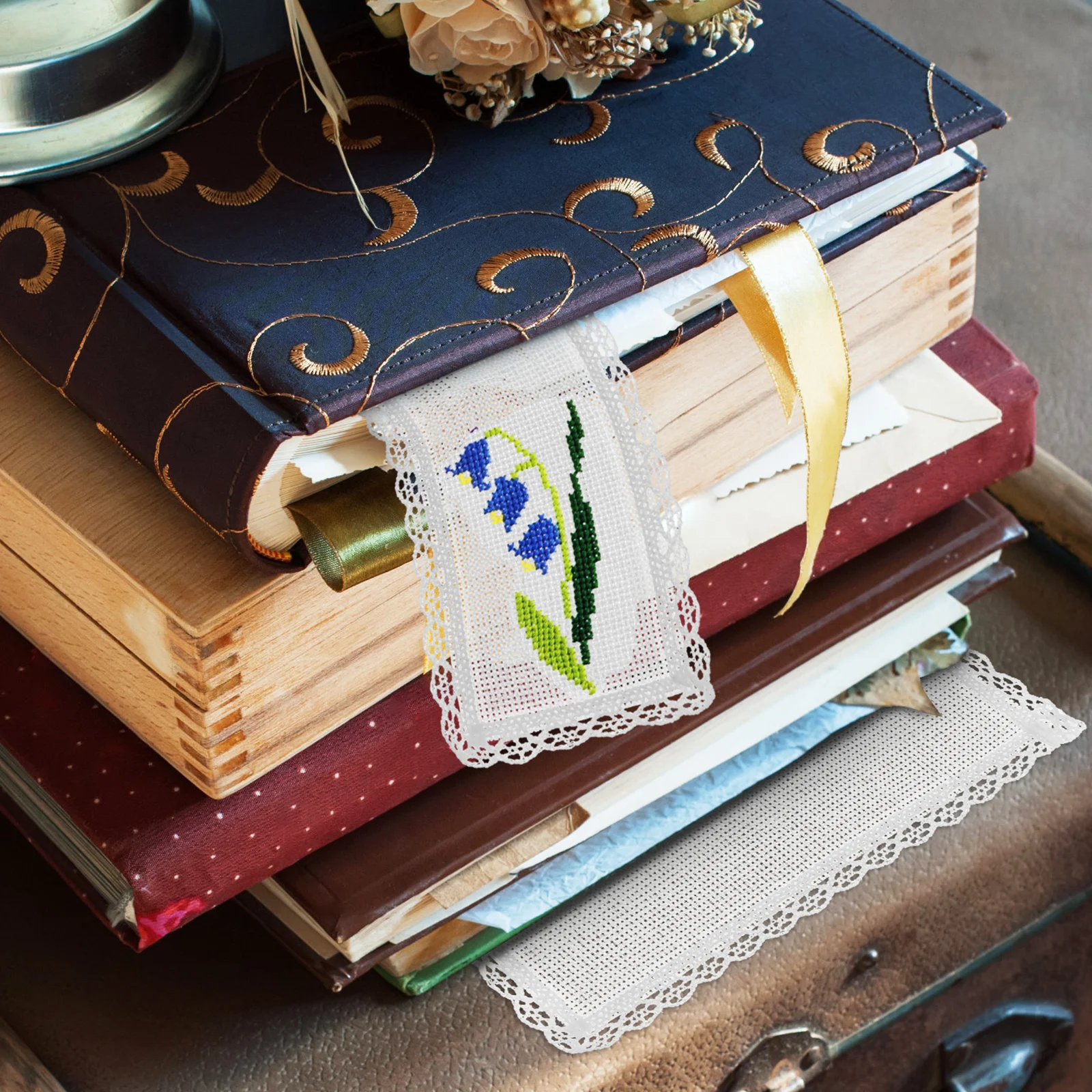 

10 Pcs Cross Stitch Bookmark DIY Embroidery Kits Blank Sewing Unfinished Bookmarks Gifts Students Writers Readers Thin Light