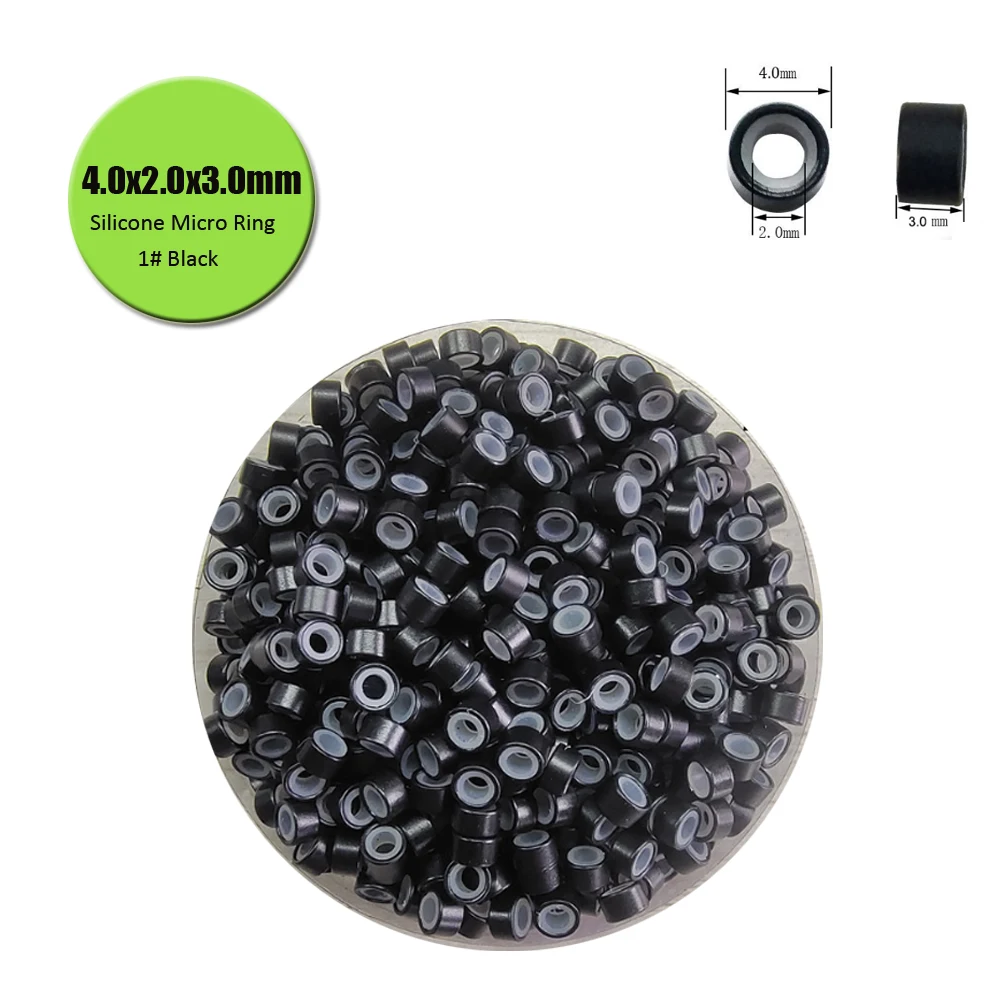 4.0x2.0mm Silicone Micro Ring Silicone NANO Bead Silicone Lined Micro Rings For I Tip Hair Extensions1000units Nano Micro Ring