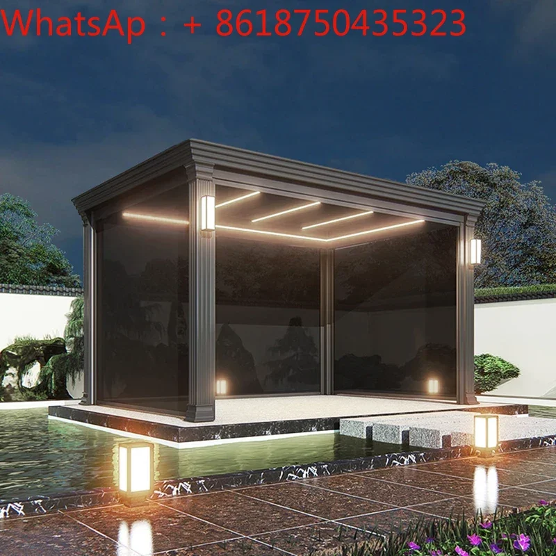 

Oude outdoor gazebo courtyard garden Chinese style electric shade pergola villa aluminum alloy four-corner pavilion