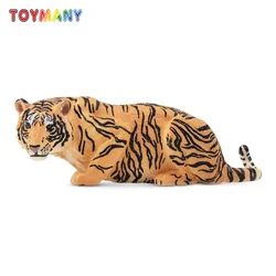 Simulation Crouching Tiger Wildlife Animal Model Toy Mini Figures Dolls Action Figurines Toys for Children Gift Cake Decoration
