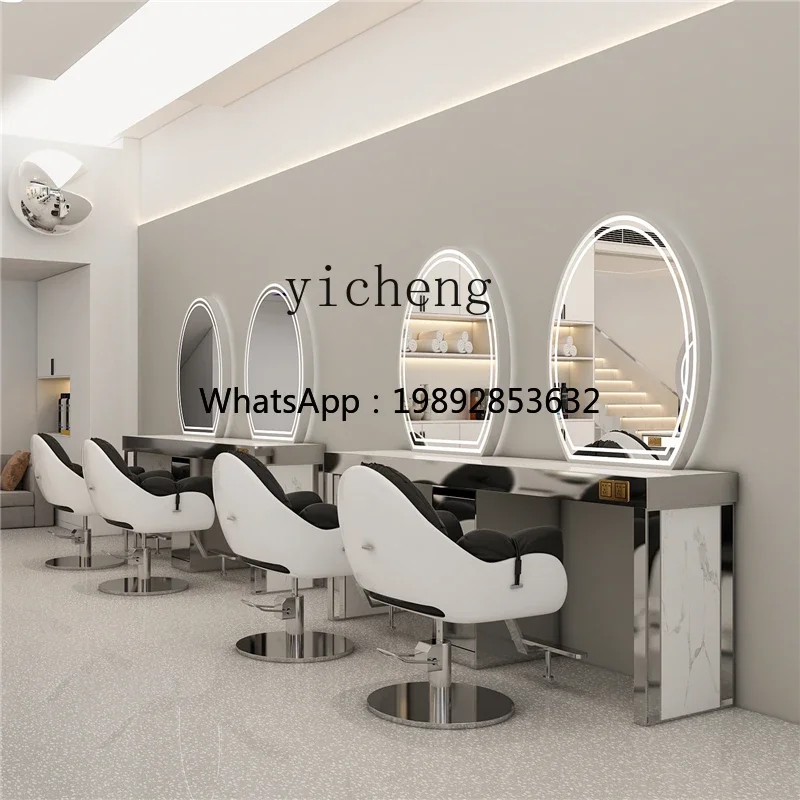 

X5-2 hair salon special hair salon mirror stainless steel marble studio dressing table