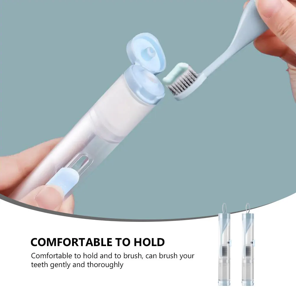 2Pcs Folding Toothbrush Storage Holders Sky-Blue Easy Carry for Travel Business Trips Plastic Toothbrush Cases