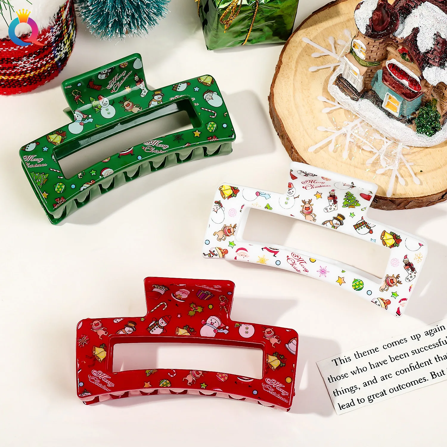 Cross-border Christmas Hairpin Girl Cute Sweet Printed Hair Catch Shark Clip Grab Clip Hair Accessories Wholesale