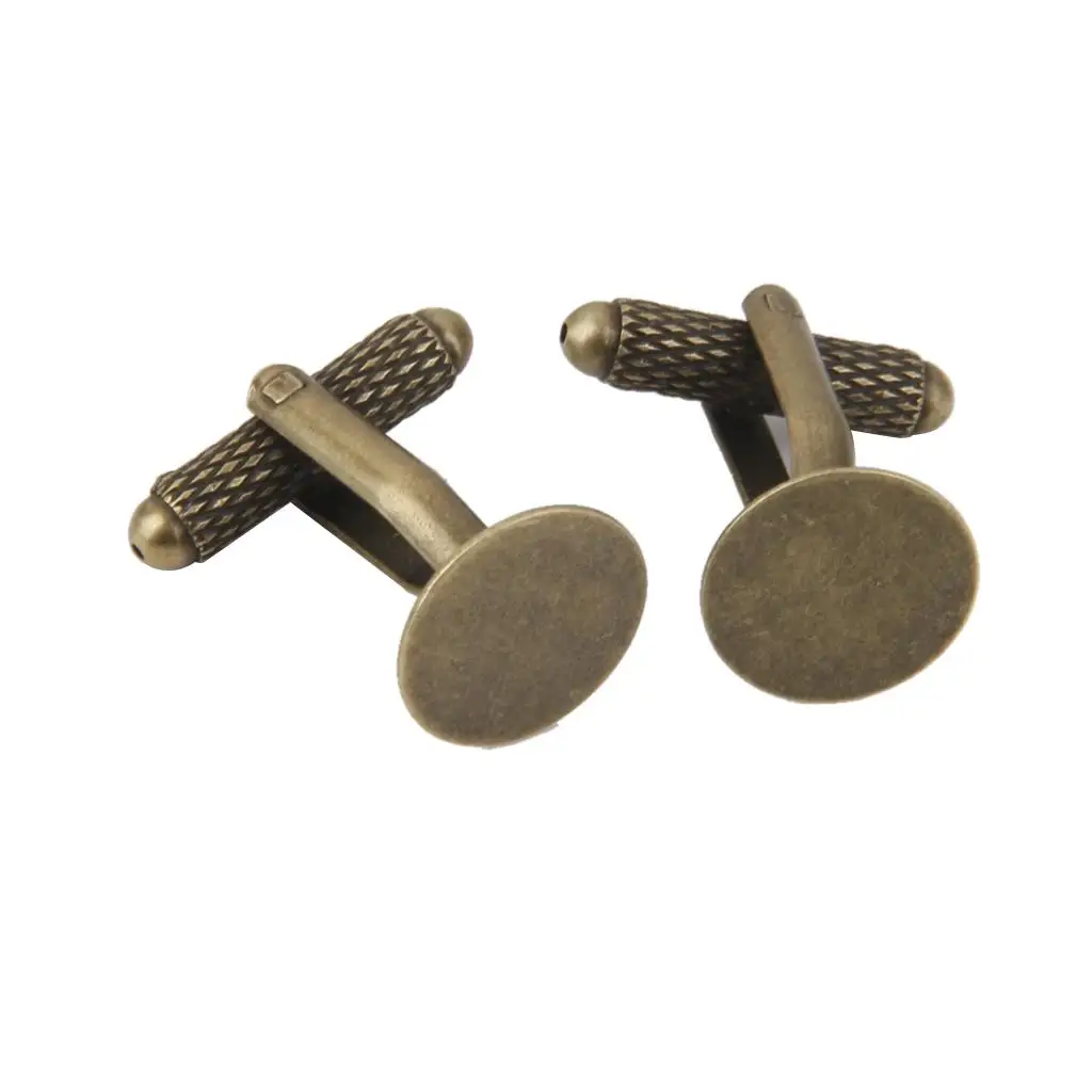 20 piezas de gemelos en blanco, almohadilla de base plana redonda, hallazgos de 12 mm, bronce