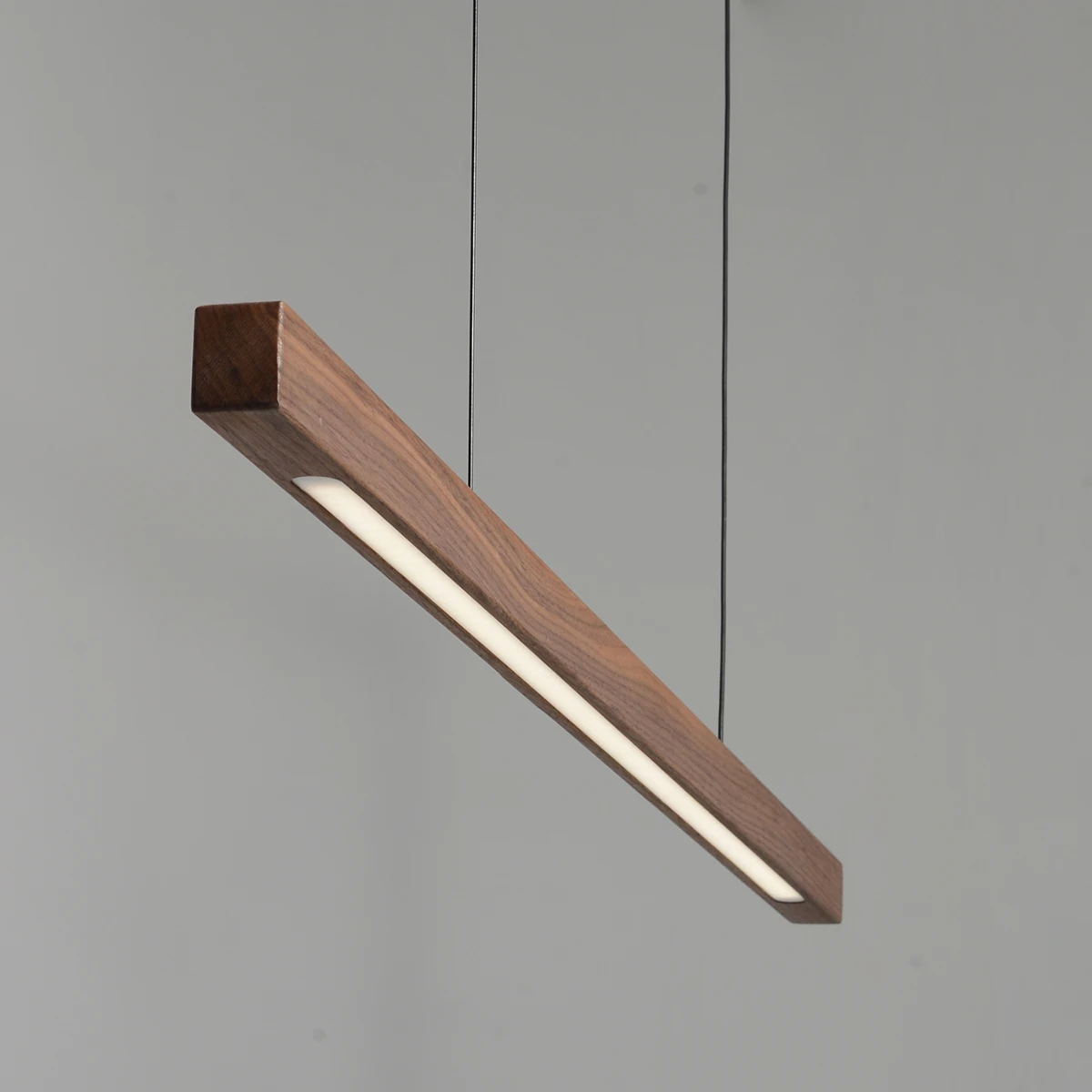 Black Walnut Nordic Dining Room Long Strip Pendant Light Fixture for Table Bar Office Simple Log Home Decor