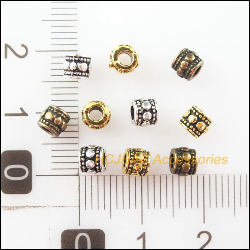 100Pcs Antiqued Bronze Gold Silver Plated Tube Spacer Beads Charms 4mm