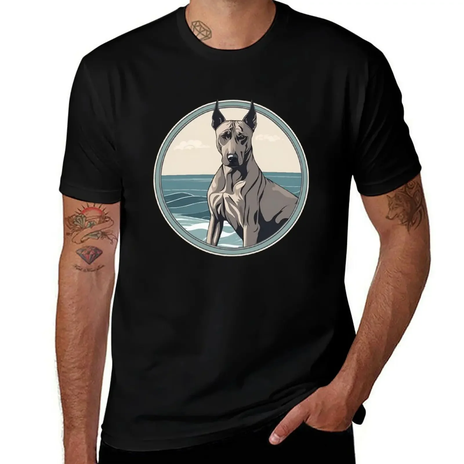 Camiseta de perro viajero en el mar Thai Ridgeback dog onwer, ropa hippie, regalos divertidos, Camiseta de algodón para hombre