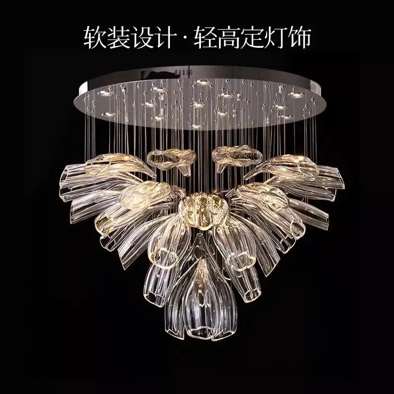 

Nordic modern simple designer light luxury living room splash high-end chandelier